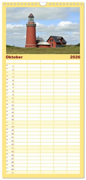 Produktbild: Familienplaner 2026 - Leuchtt&uuml;rme PUR mit 5 Spalten (Wandkalender, 21 x 45 cm) CALVENDO