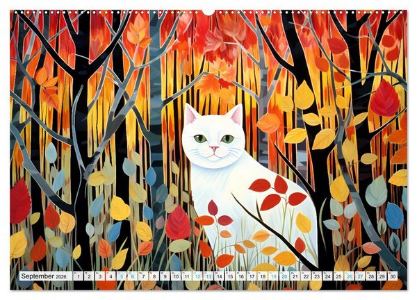 Produktbild: Kunstvolle Katzen (Wandkalender 2026 DIN A2 quer), CALVENDO Monatskalender