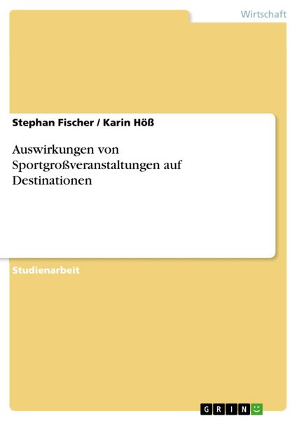 Produktbild: Auswirkungen von Sportgro&szlig;veranstaltungen auf Destinationen