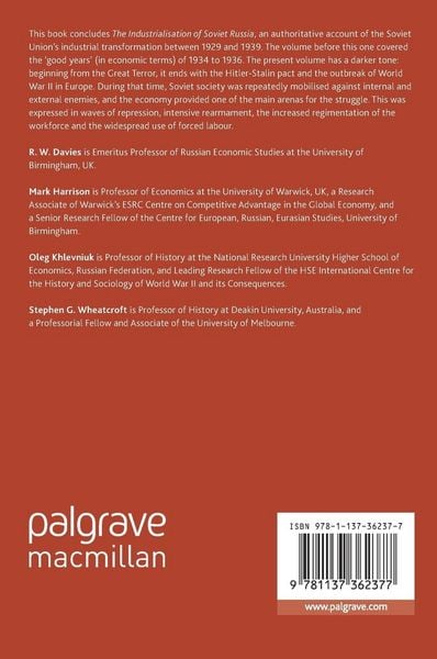 Produktbild: The Industrialisation of Soviet Russia Volume 7: The Soviet Economy and the Approach of War, 1937&ndash;1939