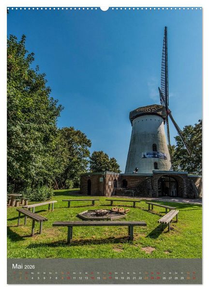 Produktbild: Windm&uuml;hlen mit Fl&uuml;gel am Niederrhein (Wandkalender 2026 DIN A2 hoch), CALVENDO Monatskalender