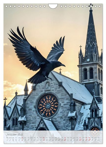 Produktbild: Nocturnal wings - A mystic raven companion for the year (Wall Calendar 2026 DIN A4 portrait), CALVENDO 12 Month Wall Calendar