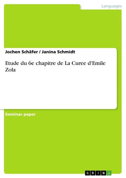Produktbild: Etude du 6e chapitre de La Curee d'Emile Zola