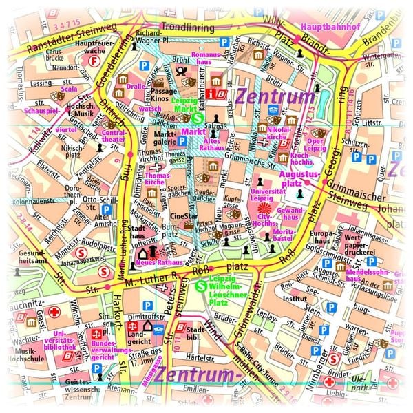 Leipzig. Stadtplan 1:16 000