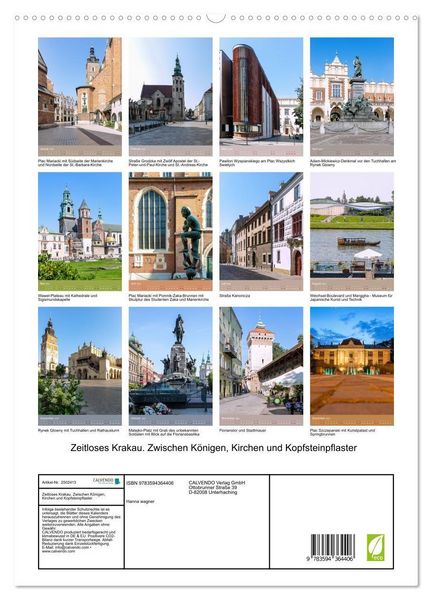 Produktbild: Zeitloses Krakau. Zwischen K&ouml;nigen, Kirchen und Kopfsteinpflaster (hochwertiger Premium Wandkalender 2027 DIN A2 hoch), Kunstdruck in Hochglanz