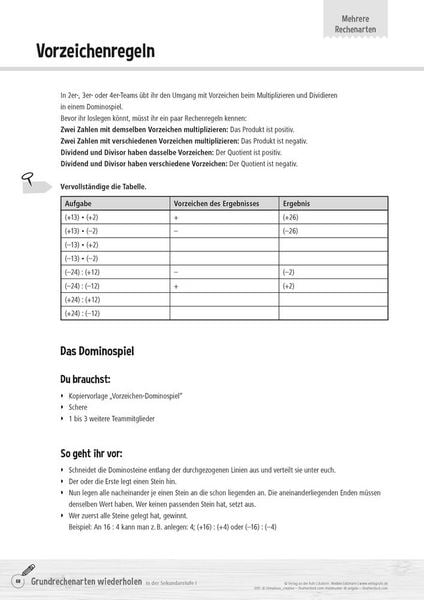 Produktbild: Grundrechenarten wiederholen in der Sekundarstufe I