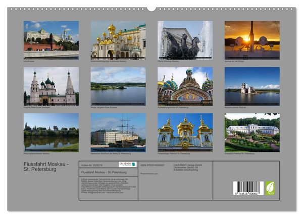 Produktbild: Flussfahrt Moskau - St. Petersburg (hochwertiger Premium Wandkalender 2026 DIN A2 quer), Kunstdruck in Hochglanz