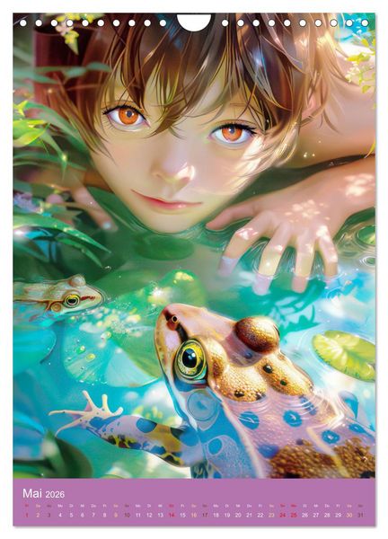 Produktbild: Manga Kinder - Unersch&uuml;tterliche Tierliebe (Wandkalender 2026 DIN A4 hoch), CALVENDO Monatskalender