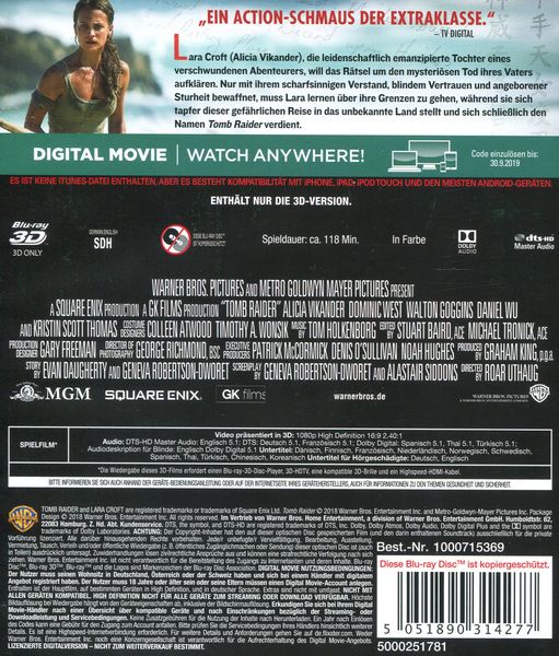 Tomb Raider - DVD - Roar Uthaug - Alicia Vikander - Dominic West - DVD Zona  2 - Compra filmes e DVD na