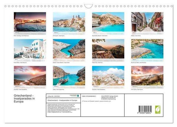 Produktbild: Griechenland - Inselparadies in Europa (Wandkalender 2027 DIN A3 quer), CALVENDO Monatskalender