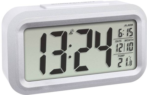 Produktbild: TFA Dostmann 60.2553.02 Funk Wecker Silber, Wei&szlig; Alarmzeiten 1