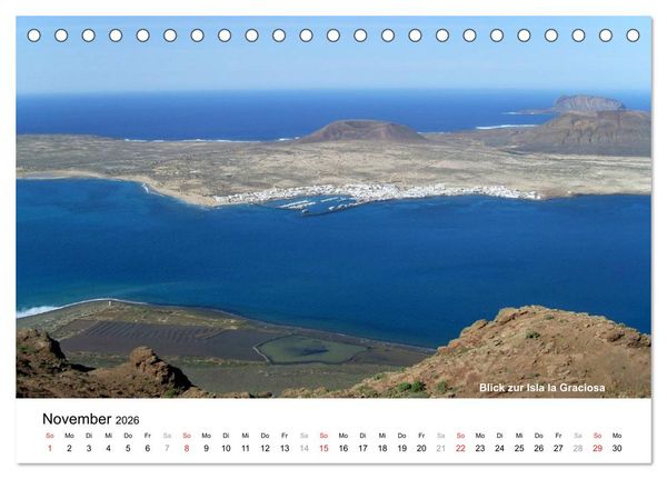 Produktbild: Die Canarischen Inseln - Lanzarote (Tischkalender 2026 DIN A5 quer), CALVENDO Monatskalender