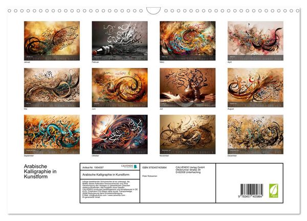 Produktbild: Arabische Kalligraphie in Kunstform (Wandkalender 2026 DIN A3 quer), CALVENDO Monatskalender