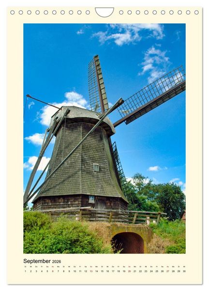 Produktbild: Nostalgie Windm&uuml;hlen (Wandkalender 2026 DIN A4 hoch), CALVENDO Monatskalender