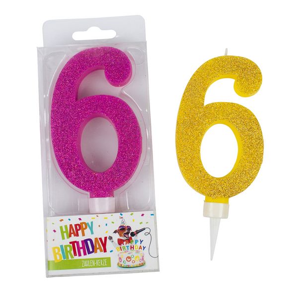 Produktbild: TRENDHAUS&reg; Zahlenkerzen Birthday Fun Glitter Maxi, 6