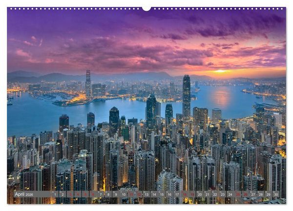 Produktbild: Hong Kong Citylights (hochwertiger Premium Wandkalender 2026 DIN A2 quer), Kunstdruck in Hochglanz