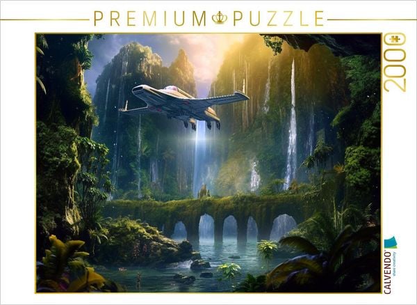 CALVENDO Puzzle Science Fiction - Reise zu fremden Planeten - Versteckte Ruinen | 2000 Teile Lege-Größe 90x67cm Foto-Puzzle für glückliche Stunden