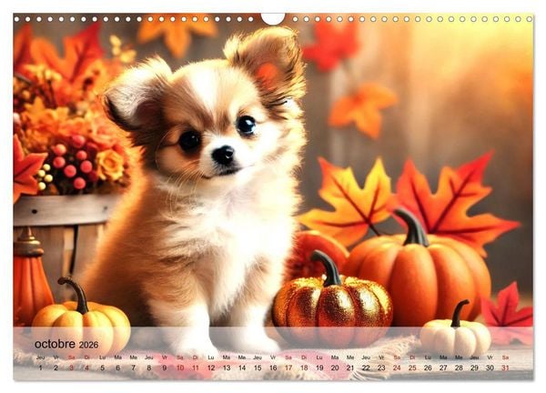 Produktbild: Chiots Chihuahua - Petits miracles (Calendrier mural 2026 DIN A3 vertical), CALVENDO calendrier mensuel