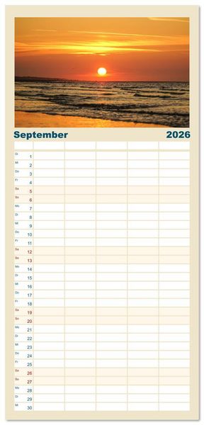Produktbild: Familienplaner 2026 - Am Strand von Juist mit 5 Spalten (Wandkalender, 21 x 45 cm) CALVENDO
