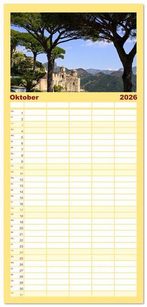 Produktbild: Familienplaner 2026 - Sehnsuchtsort Amalfik&uuml;ste mit 5 Spalten (Wandkalender, 21 x 45 cm) CALVENDO