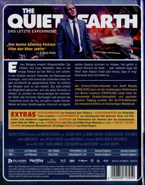 Produktbild: Quiet Earth - Das letzte Experiment - Mediabook (Blu-ray+DVD)