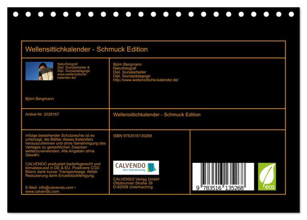 Produktbild: Wellensittichkalender - Schmuck Edition (Tischkalender 2026 DIN A5 quer), CALVENDO Monatskalender