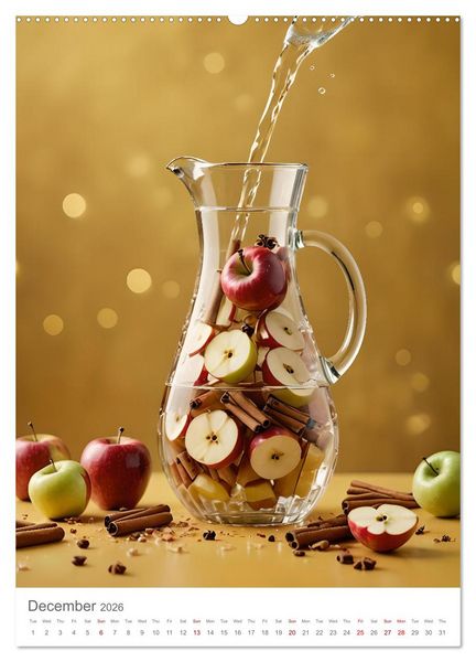 Produktbild: Pure refreshment - Infused water (High Quality Premium Wall Calendar 2026 DIN A2 portrait),CALVENDO 12 Month Wall Calendar