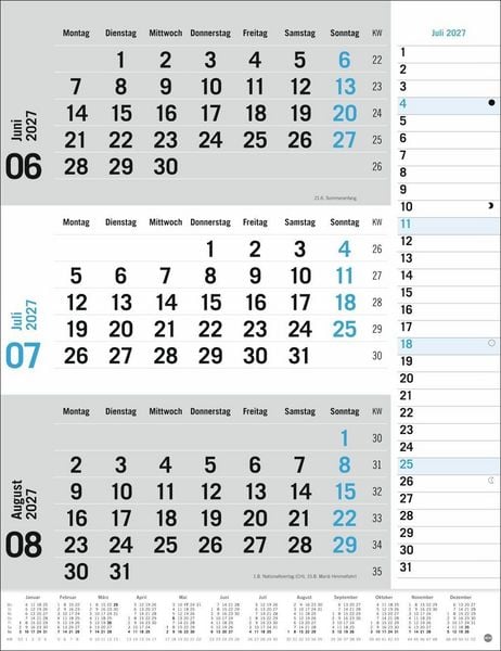 Produktbild: 3-Monats-Planer, blau 2027