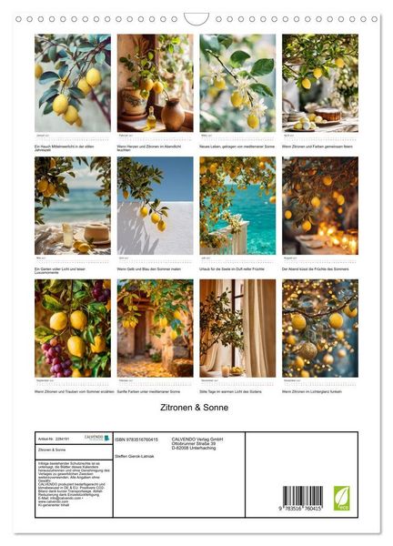 Produktbild: Zitronen & Sonne (Wandkalender 2027 DIN A3 hoch), CALVENDO Monatskalender
