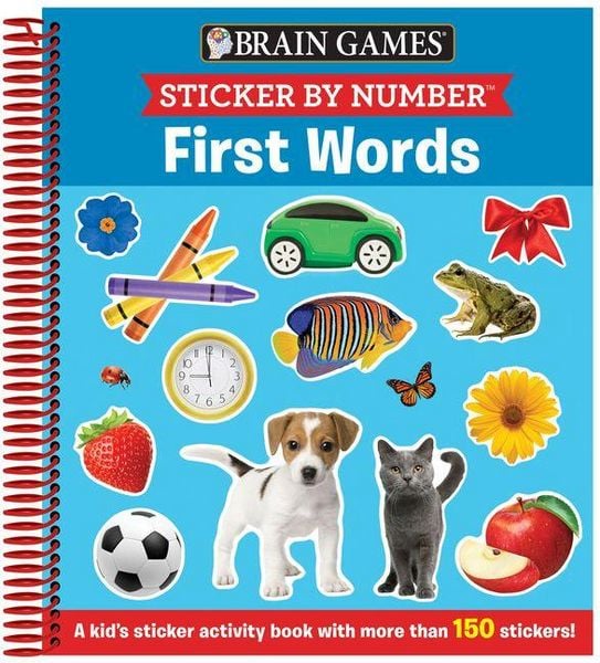 Produktbild: Brain Games - Sticker by Number: First Words (for Kids Ages 3-6): A Kid's Sticker Activity Book with More Than 150 Stickers!