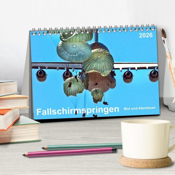 Produktbild: Fallschirmspringen - Mut und Abenteuer (Tischkalender 2026 DIN A5 quer), CALVENDO Monatskalender