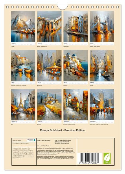 Produktbild: Europa Sch&ouml;nheit - Premium Edition (Wandkalender 2027 DIN A4 hoch), CALVENDO Monatskalender