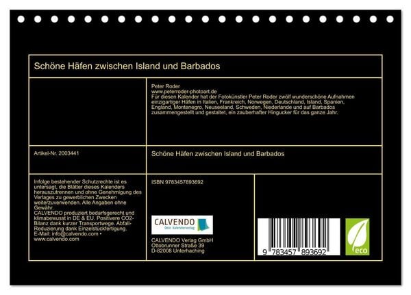 Produktbild: Sch&ouml;ne H&auml;fen zwischen Island und Barbados (Tischkalender 2026 DIN A5 quer), CALVENDO Monatskalender