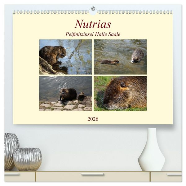 Produktbild: Nutrias Pei&szlig;nitzinsel Halle Saale (hochwertiger Premium Wandkalender 2026 DIN A2 quer), Kunstdruck in Hochglanz