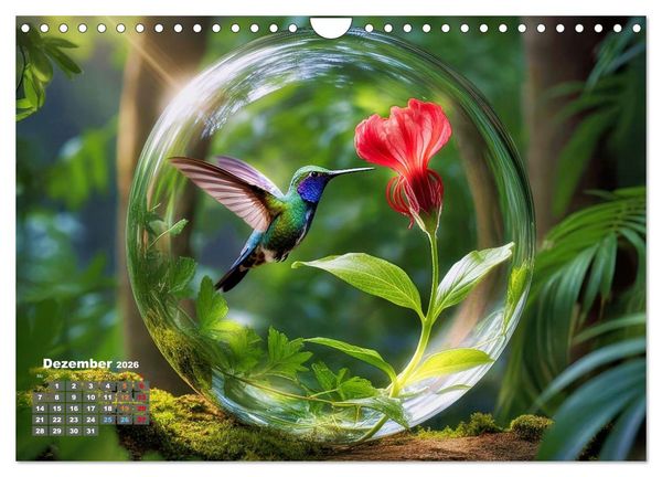 Produktbild: Kolibri in der Glaskugel (Wandkalender 2026 DIN A4 quer), CALVENDO Monatskalender