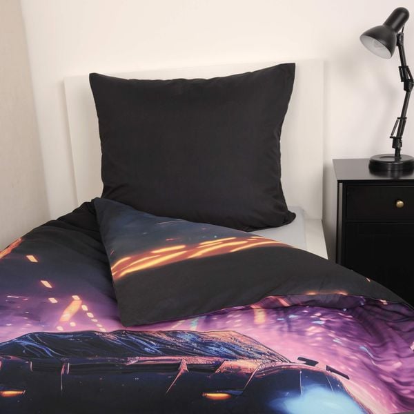 Produktbild: Young Collection 4859414050 - Neon Car Bettw&auml;sche, 80x80 cm + 135x200 cm, 100% Polyester