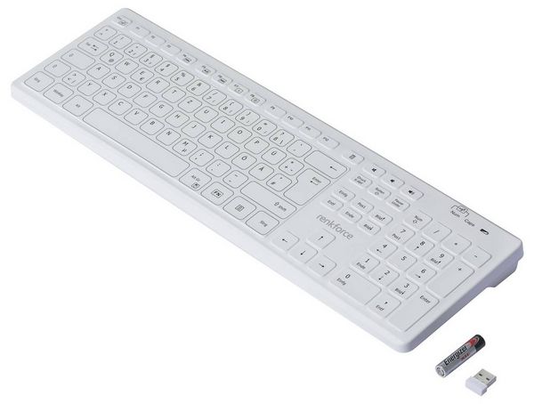 Produktbild: Renkforce RF-WRK-300 Kabellos Hygiene-Tastatur Deutsch, QWERTZ Wei&szlig; (matt) Spritzwassergesch&uuml;tzt