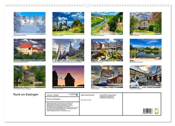 Produktbild: Rund um Esslingen (Wandkalender 2026 DIN A2 quer), CALVENDO Monatskalender