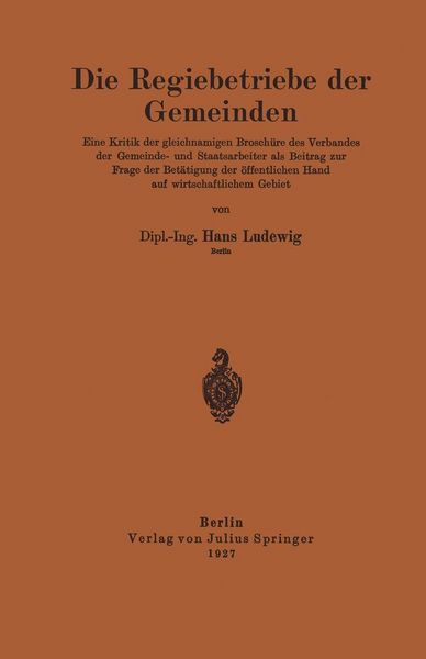 Produktbild: Die Regiebetriebe der Gemeinden