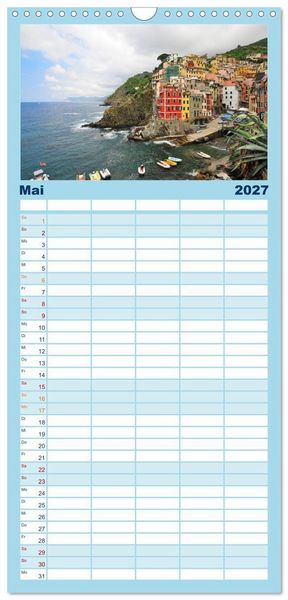 Produktbild: Familienplaner 2027 - Cinque Terre - die bunten D&ouml;rfer Liguriens mit 5 Spalten (Wandkalender, 21 x 45 cm) CALVENDO