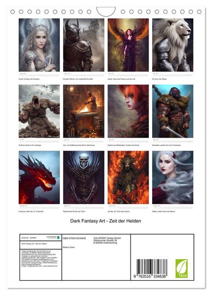 Produktbild: Dark Fantasy Art - Zeit der Helden (Wandkalender 2026 DIN A4 hoch), CALVENDO Monatskalender