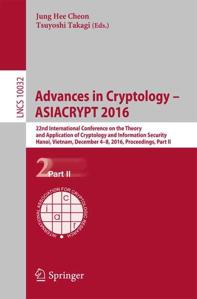 Produktbild: Advances in Cryptology &ndash; ASIACRYPT 2016