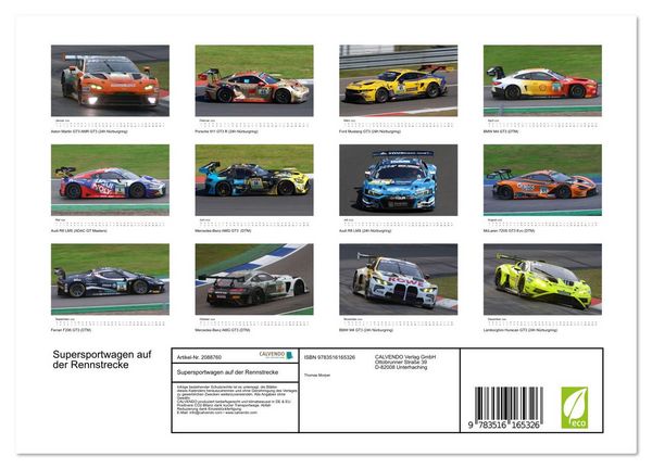 Produktbild: Supersportwagen auf der Rennstrecke (Wandkalender 2026 DIN A4 quer), CALVENDO Monatskalender