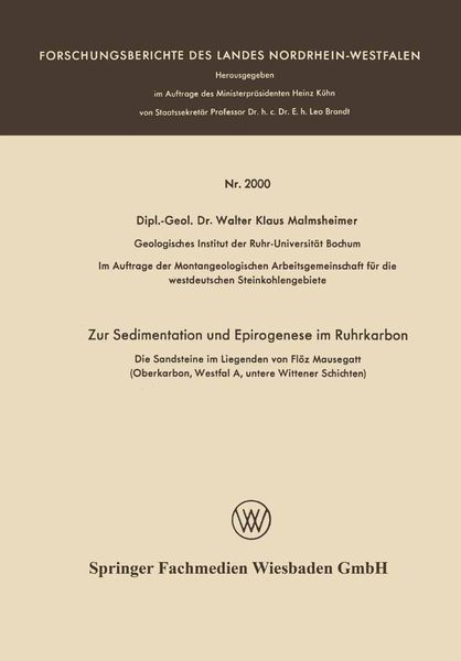 Zur Sedimentation und Epirogenese im Ruhrkarbon, Taschenbuch von Walter Klaus Malmsheimer, VS Verlag für Sozialwissenschaften, 9783663039983