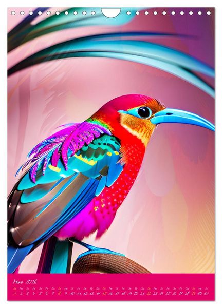 Produktbild: Exotische V&ouml;gel. Zauberhafte Vogelvielfalt mit KI (Wandkalender 2026 DIN A4 hoch), CALVENDO Monatskalender