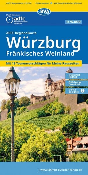 Produktbild: BVA ADFC Regionalkarte W&uuml;rzburg Fr&auml;nkisches Weinland 1:75.000