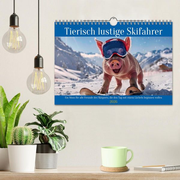Produktbild: Tierisch lustige Skifahrer (Wandkalender 2026 DIN A4 quer), CALVENDO Monatskalender