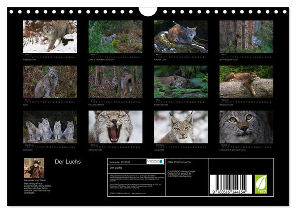 Produktbild: Der Luchs (Wandkalender 2026 DIN A4 quer), CALVENDO Monatskalender