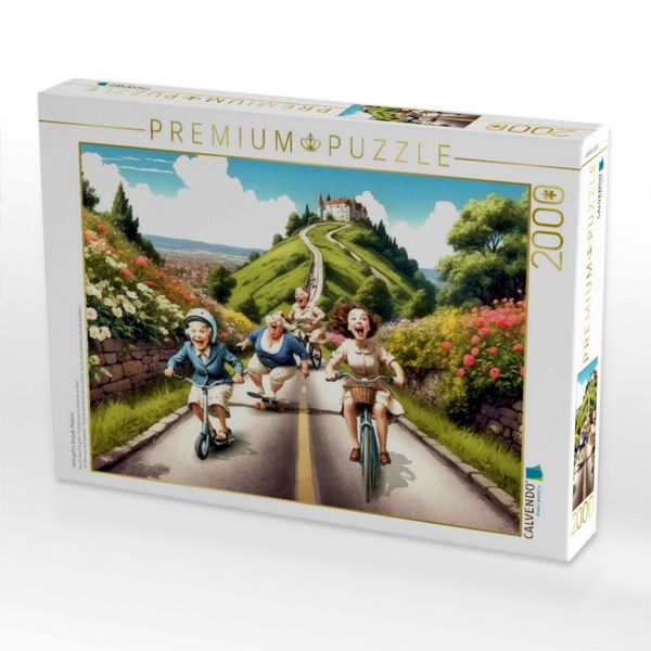 Produktbild: CALVENDO Puzzle Jetzt geht's bergab, M&auml;dels! | 2000 Teile Lege-Gr&ouml;&szlig;e 90x67cm Foto-Puzzle f&uuml;r gl&uuml;ckliche Stunden