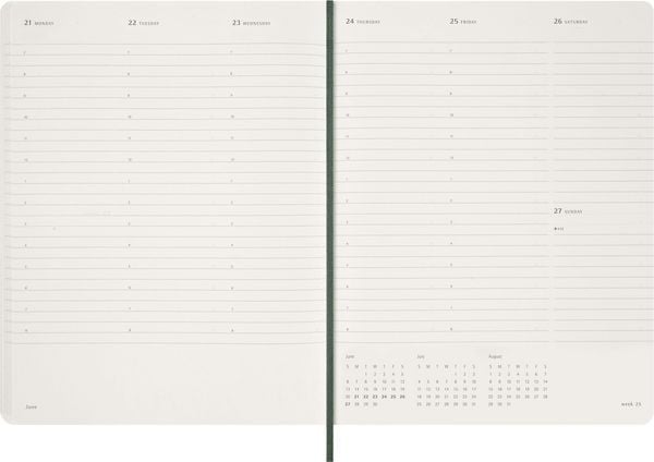 Produktbild: Moleskine 15 Monate Essential Wochenkalender 2026/2027, 1 Wo = 2 Seiten, vertikal, XXL, weicher Einband, Myrtengr&uuml;n